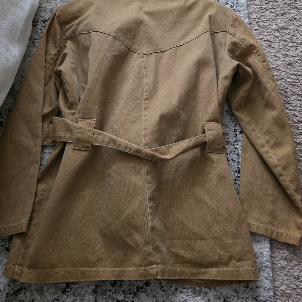 Vintags 90s Styles To Go Moto Cargo Utility Jacket With Belt Womens Tan Cotton - Picture 5 of 9
